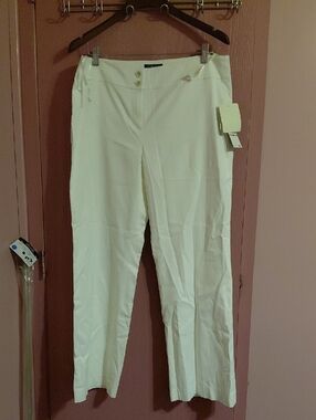 Jones New York Cream Straight-Leg Pull-On Pants